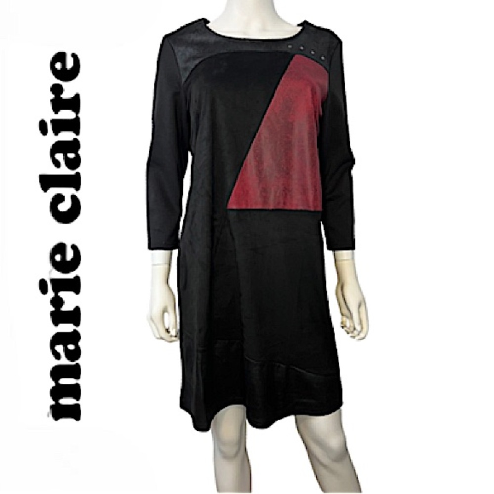 Marie Claire.NWT.Beautiful 3/4 sleeve midi dress w/metal & faux leather detail.M